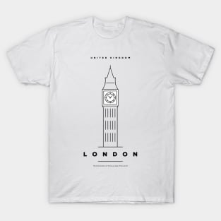 London Minimal Black Line Design T-Shirt